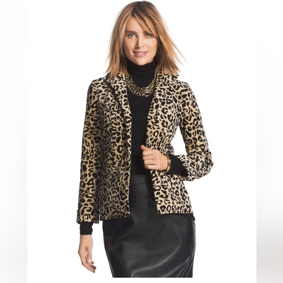 Chico’s Leopard Velveteen Jacket - Picture 1 of 8